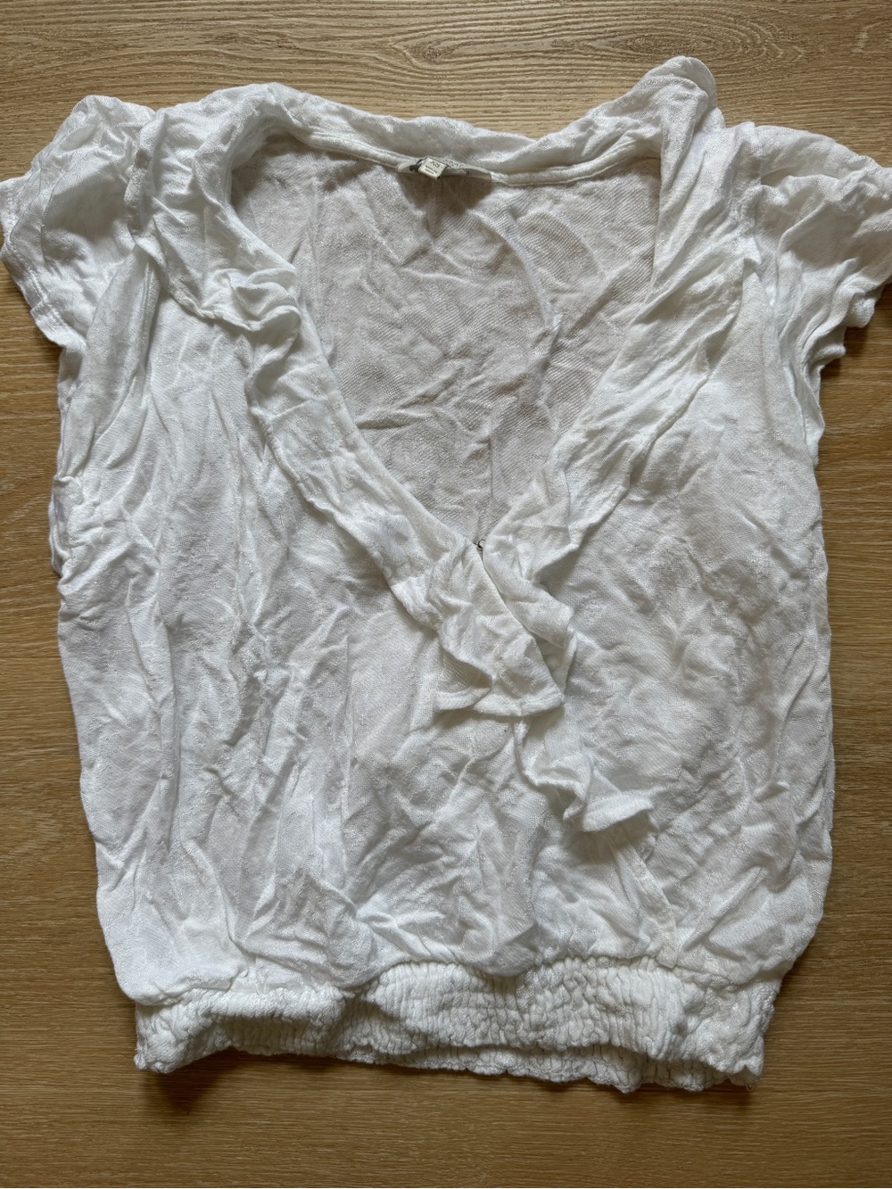 Lucky Brand White Ruffle Flowy Blouse Women’s Size Extra Small